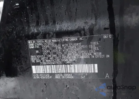 2012 Toyota Rav4 Limited V6 from USA, damaged, VIN 2T3DK4DV0CW079629